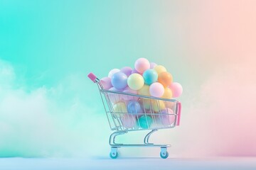 Shopping cart full of balls and bubbles