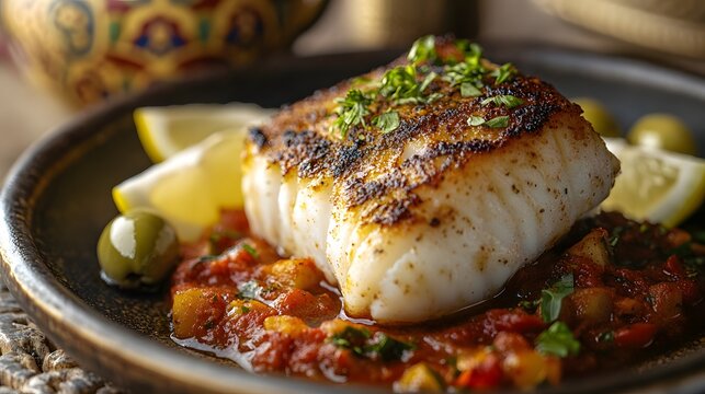 Pan-Seared Cod with Chraimeh Sauce