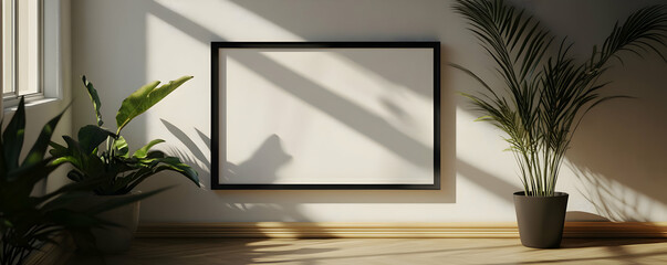 Sunlit Room Blank Canvas, Plants, Mockup