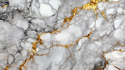 Close-Up of White Marble with Intricate Gold Veins and Textured Surface