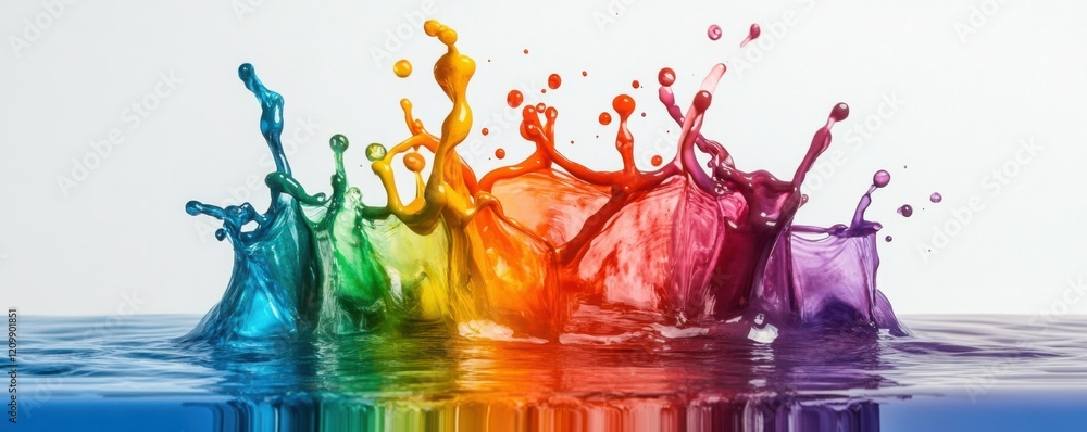 Poster a splash of paint on a canvas, its colors bleeding and blending into each other.
