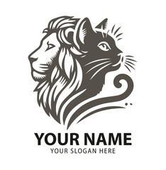 lion cat logo vector template. lion cat logo icon vector illustration. 