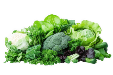 a vibrant assortment of fresh vegetables. including leafy greens. broccoli. cauliflower. and cucumbers. arranged artistically against a light background the composition highlights the natural colors a
