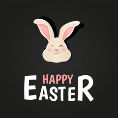 Happy Easter with Funny Bunny for April Celebration on red background