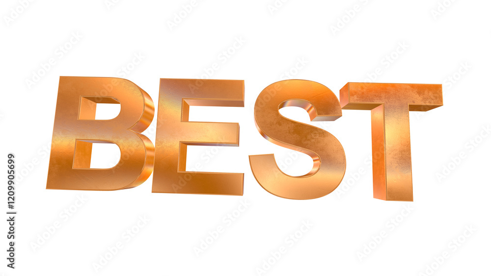 Poster 3d best text with golden and rainbow effects isolated on a transparent background. 3d elements for g
