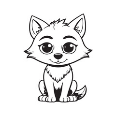Cute cat line art illustration