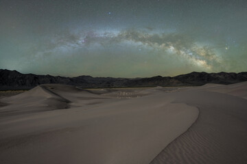 Milky Way Galaxy panorama over Amirosa Big Dune Recreation Area in Nevada 