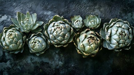 Obraz premium Frozen Artichoke Hearts on Dark Background