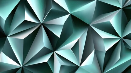 Obraz premium Abstract geometric design with sharp, faceted shapes in teal and silver tones.