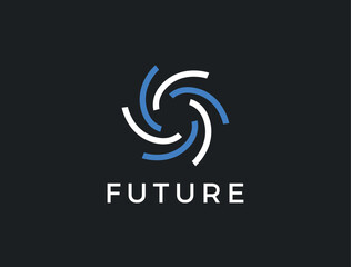 Abstract Motion Logo. Creative Dynamic Round Logotype. Connection Symbol.