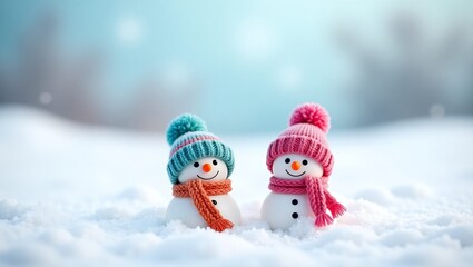Fototapeta premium snowman on the snow
