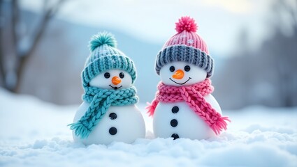 Fototapeta premium snowman in the snow