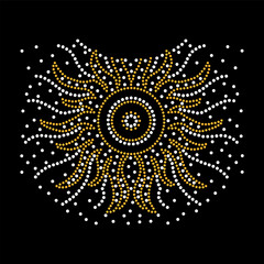 Rhinestone applique collar design for t-shirt or blouse hot-fix transfer. Abstract beautiful glitter applique rhinestone motif.	