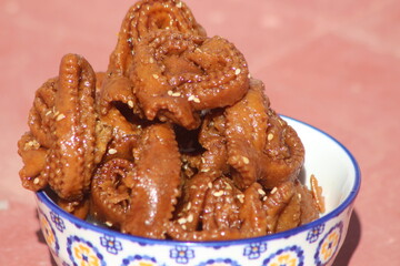 Chebakia Close Up, Traditional Moroccan Cookie