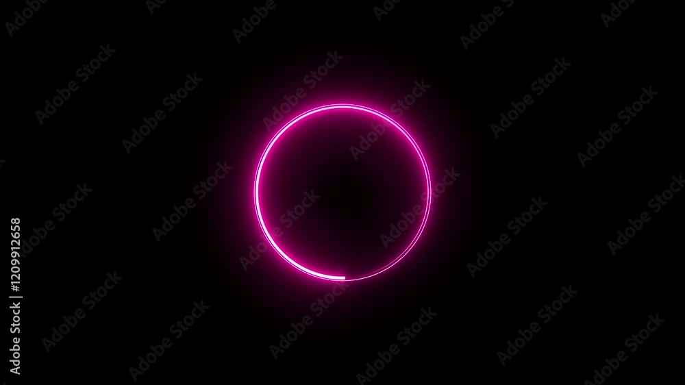 Poster abstract neon looped circle on a transparent background. luminous banner animation. neon light circl