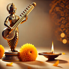 Sarasvati for happy Vasant Panchami poster, banner, background design