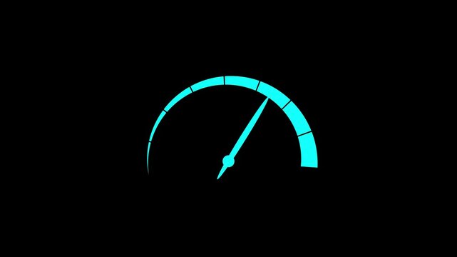 Speed meter or indicator conceptual animation. Indicator of speed meter. A colorful speed miter animation. Digital symbols at the speedo meter.