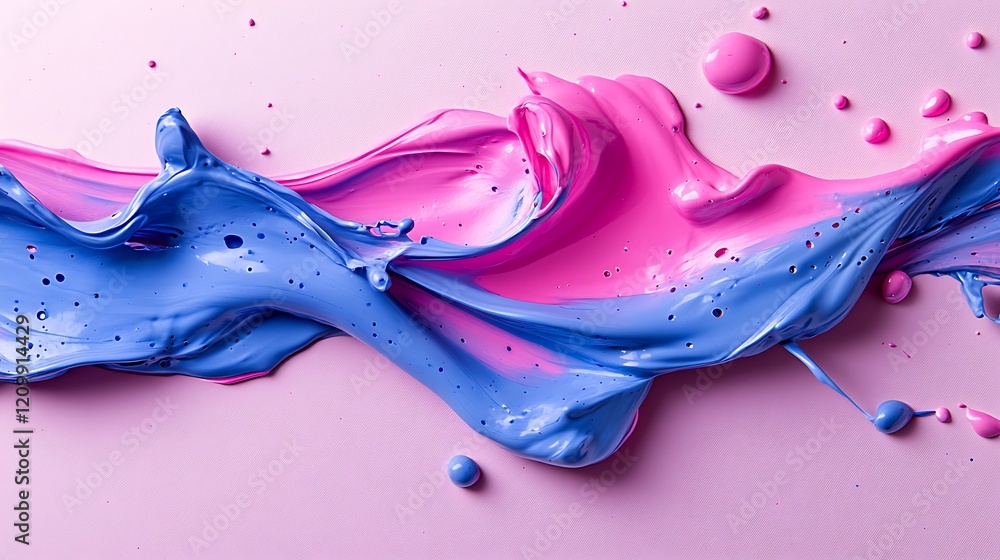 Poster pink and blue paint swirl: an abstract image featuring a dynamic swirl of vibrant pink and blue pain