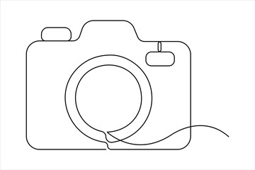 Camera one continuous line drawing of design vector illustration

