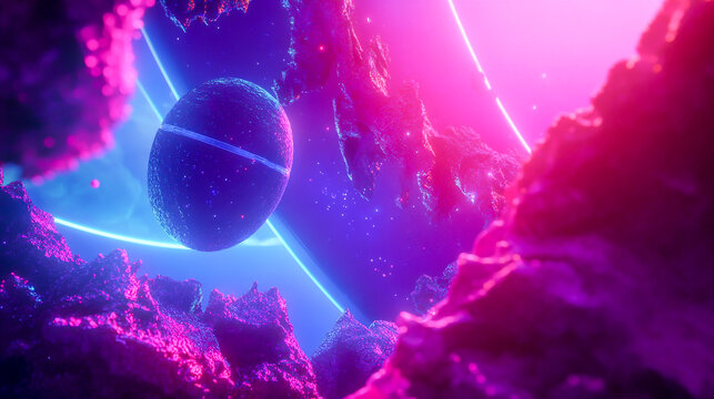 AI-generated illustrations of futuristic science fiction scenes set in outer space, featuring advanced technology, alien worlds, and cosmic landscapes