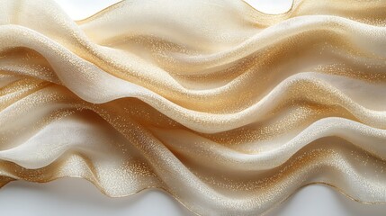Obraz premium Champagne Silk Drape: Luxurious champagne-colored silk fabric gracefully drapes and flows, creating elegant folds and subtle shimmer.