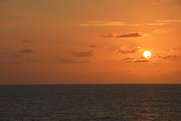  Orange sunset in the ocean