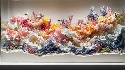 Vibrant Coral Reef Sculpture: A breathtaking, large-scale sculpture depicting a vibrant coral reef teeming with life. The intricate details and lifelike colors create an immersive underwater scene.  
