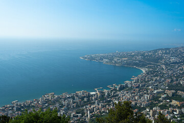 A serene view from the famous Marian statue, capturing Lebanon&rsquo;s coastal beauty. Travel guides, religious tourism, and scenic photography.