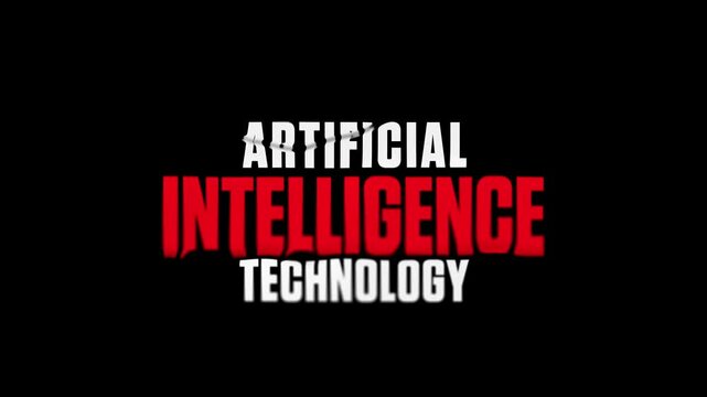 Artificial intelligence technology text animation with wavy aberration and distortion effects