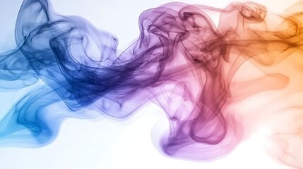 Abstract Smoke Swirls: An ethereal and colorful swirl of abstract smoke, a delicate dance of vibrant hues. Blue, purple, and orange tones dance and intertwine, creating an organic and dynamic visual.