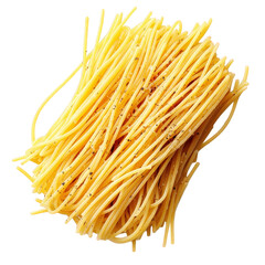 a pile of uncooked spaghetti. showcasing long. thin strands of pasta. lightly dusted with black pepper the texture and color of the pasta. making it visually appealing for culinary contexts
