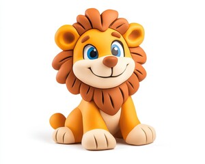 Cute Cartoon Lion Character with Friendly Expression and Bright Colors