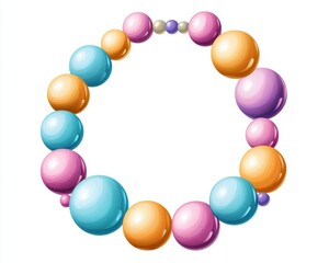 Colorful Beaded Necklace Design with Glossy Finish and Vibrant Colors