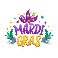 Creative Mardi Gras Logo Design with Tropical Elements