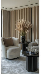 Modern apartment pampas grass interior design