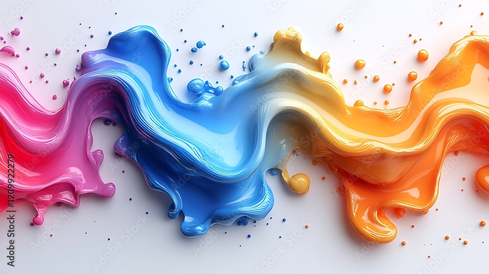 Poster liquid rainbow: a vibrant and dynamic abstract composition featuring a flowing stream of colorful li