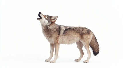 Howling Wolf on White Background