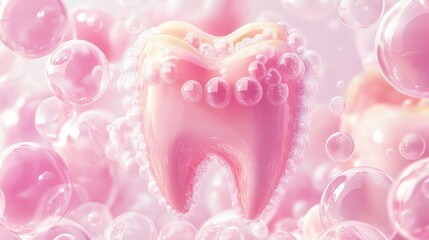 Bubble-covered tooth promoting clean and healthy teeth and gums, vector. 