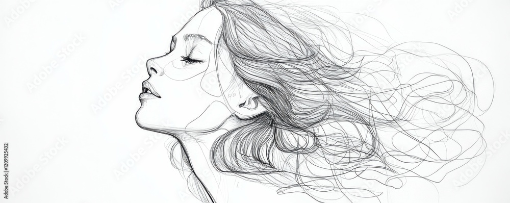 Poster a line drawing that captures the essence of a subject with simple strokes.