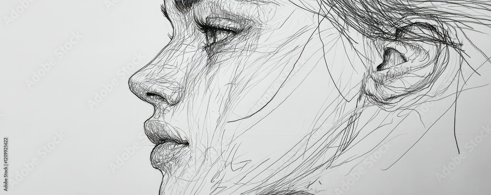 Poster a line drawing that captures the essence of a subject with simple strokes.