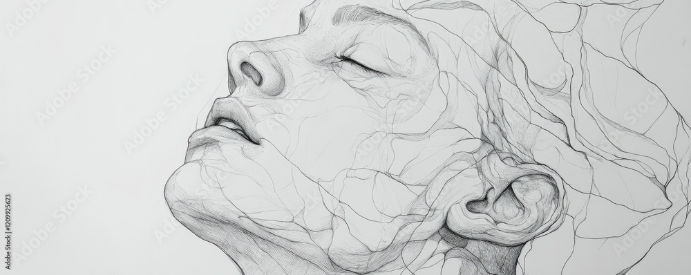 Poster a line drawing that captures the essence of a subject with simple strokes.