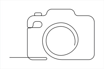 Camera one continuous line drawing of design vector illustration

