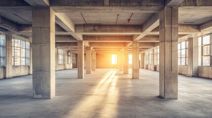 Sunlit Concrete Structure Beams