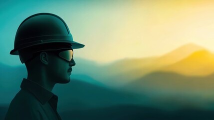 Man in sunglasses and hard hat, a portrait of construction site safety protection