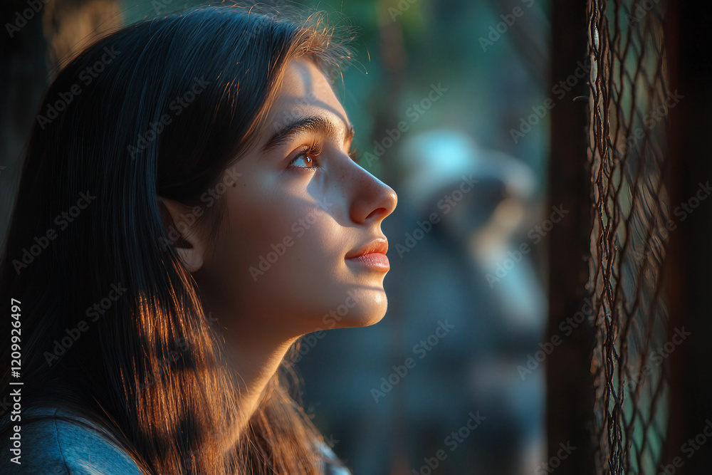 Poster ai generated picture of a person at zoo generative ai