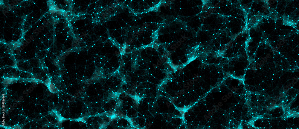 Aufkleber color abstract wave background with dots and lines moving in space. technology illustration. futuris