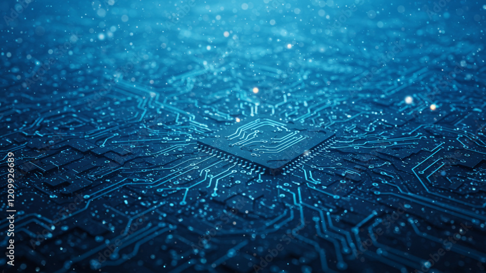 Poster theoretical structure of circuit technology related to the computer industry. an abstract visualizat