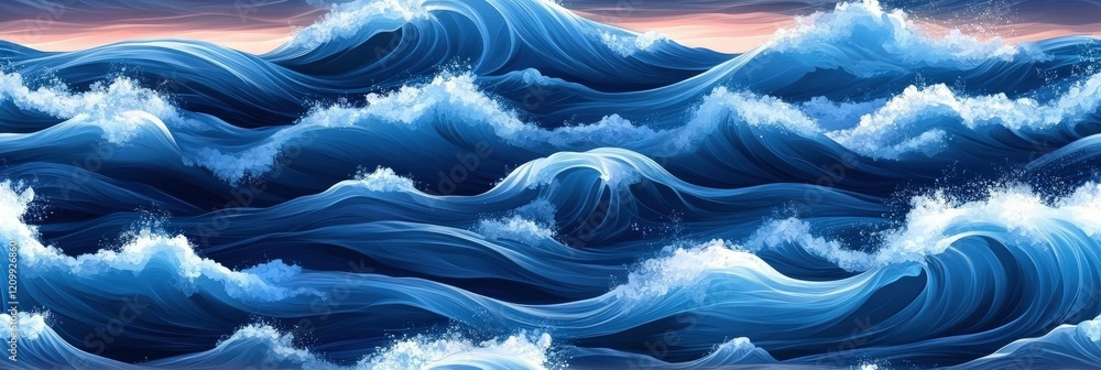 Poster beautiful seamless ocean waves pattern for background use in design projects, ideal for websites, te