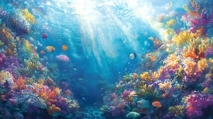 Naklejka premium Vibrant Coral Reef Ecosystem