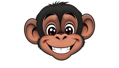 Happy Chimpanzee Face: A Cartoon Illustration